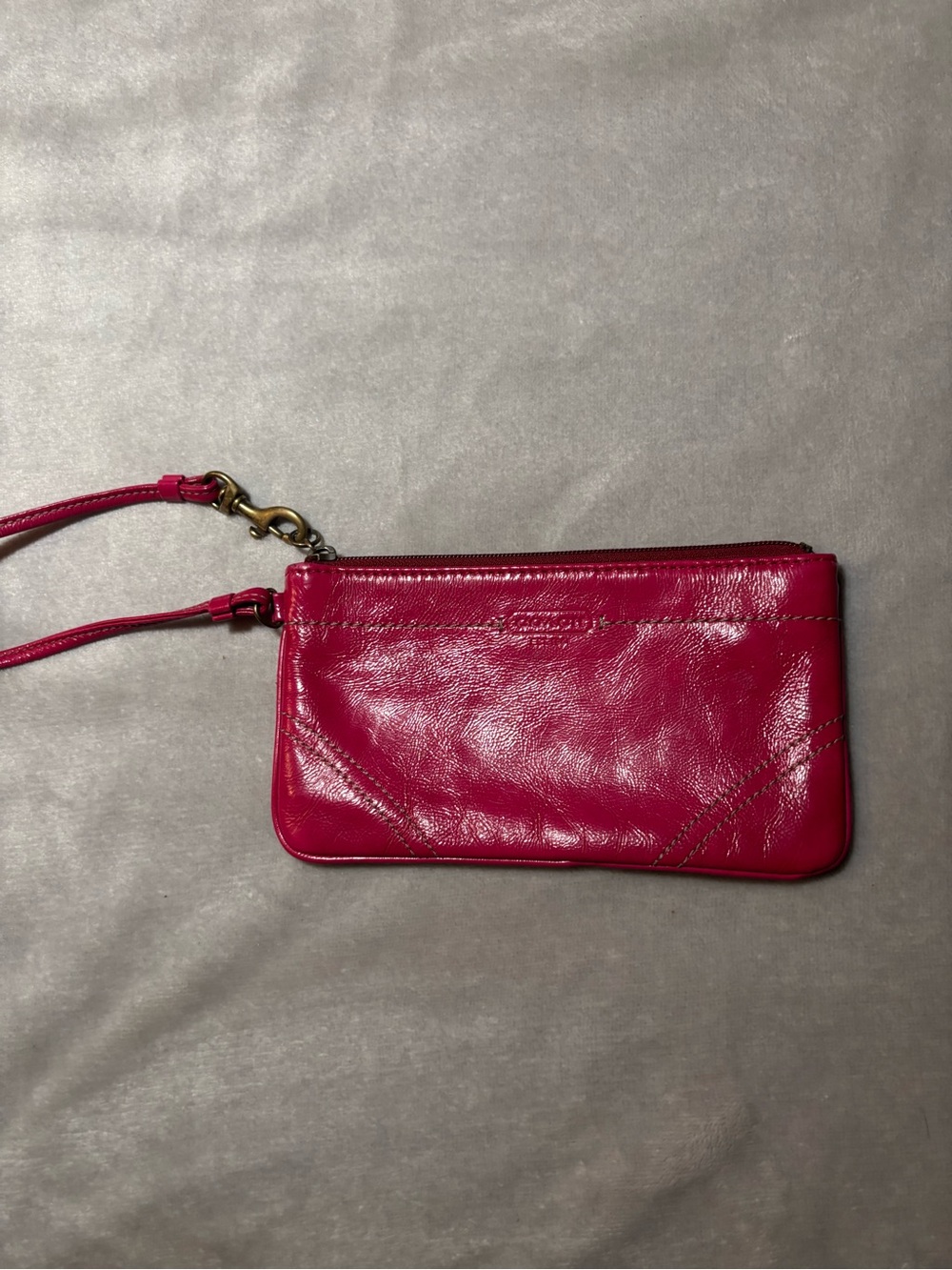 Coach Pink Patent Leather Wristlet Wallet